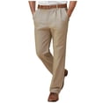 thumbnail image 1 of LIBRCLO Mens Dress Pants Elastic Waist Straight Leg Pants Casual Soft Summer Vacation Trousers with Pockets, 1 of 6