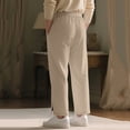 thumbnail image 1 of LIBRCLO Mens Pants Elastic Waist Jacquard Knit Pants Casual Straight Leg Trousers with Pockets and Drawstring, 1 of 8