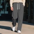 thumbnail image 1 of LIBRCLO Mens Pants Elastic Waist Jacquard Knit Pants Casual Straight Leg Trousers with Pockets and Drawstring, 1 of 4