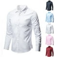thumbnail image 1 of LIBRCLO Mens Shirts Long Sleeve Business Work Dress Shirts Solid Color Casual Button Down Shirts, White L, 1 of 8