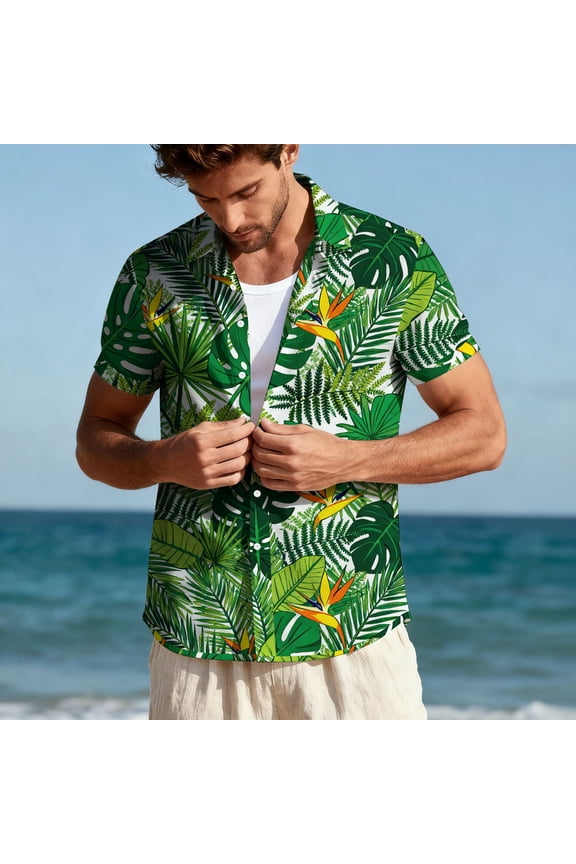 Mens Shirts Short Sleeve Button Down Patterns Board Shirts for Summary Hawaii Beach