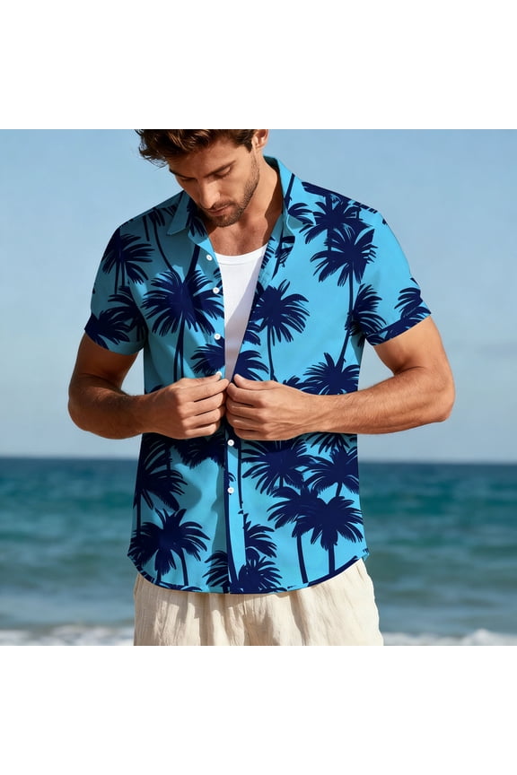 Mens Shirts Short Sleeve Button Down Wrinkle Free Novelty Shirts Sumtumn Hawaiian Tops