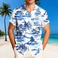 thumbnail image 1 of LIBRCLO Mens Short Sleeve Shirts Quick Dry Casual Button Down Shirts Fashion Summer Vacation Hawaiian Beach Tops Blue 4XL, 1 of 6