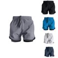 thumbnail image 1 of LIBRCLO Mens Swim Trunks with Liner 2 in 1 Quick Dry Athletic Board Shorts Lightweight Breathable Bathing Suits Summer Beach Shorts Dark Gray XXL, 1 of 6