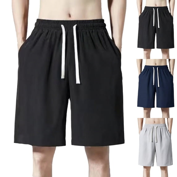 LIBRCLO Mens Shorts Elastic Waist Casual Daily Breathable Shorts with Drawstring for Outdoor Beach