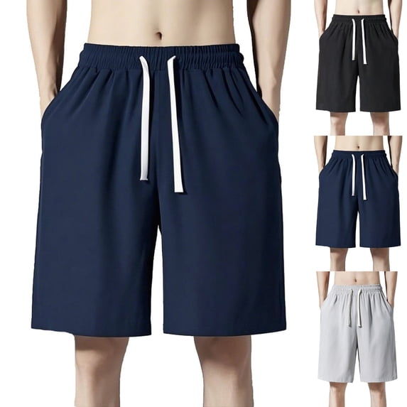 LIBRCLO Mens Shorts Elastic Waist Casual Daily Breathable Shorts with Drawstring for Outdoor Beach