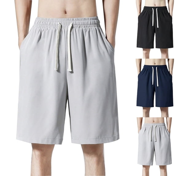 LIBRCLO Mens Shorts Elastic Waist Casual Daily Breathable Shorts with Drawstring for Outdoor Beach