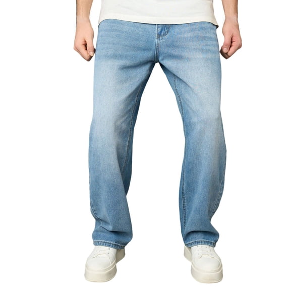 LIBRCLO Mens Straigh Leg Jeans, Basic Classic Jeans with Pockets Casual Denim Pants Size S