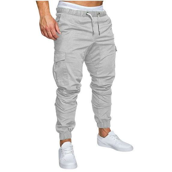 LIBRCLO Mens Sweatpants Casual Solid Color Fashion Fall Long Workout Trousers with Drawstring Jogger Pants