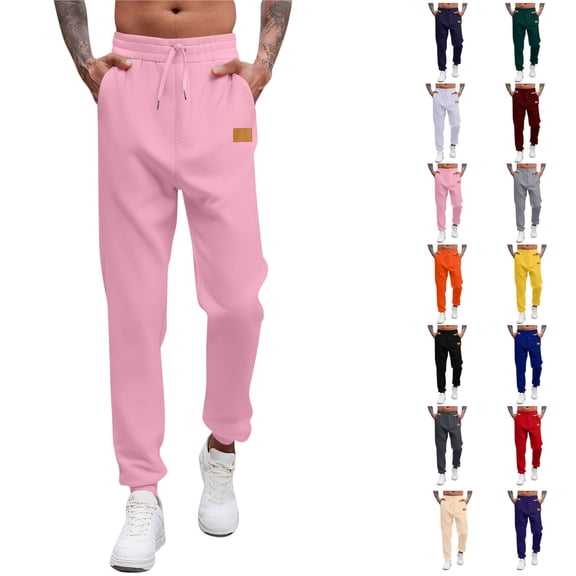 LIBRCLO Mens Sweatpants Elastic Bottom with Pockets and Drawstring Pants Casual Sports Trousers