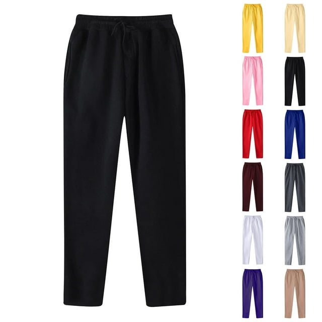 LIBRCLO Mens Sweatpants Open Bottom Solid Color Casual Jogger Pants Elastic Waist Outdoor Athletic Running Sweatpants with Pockets