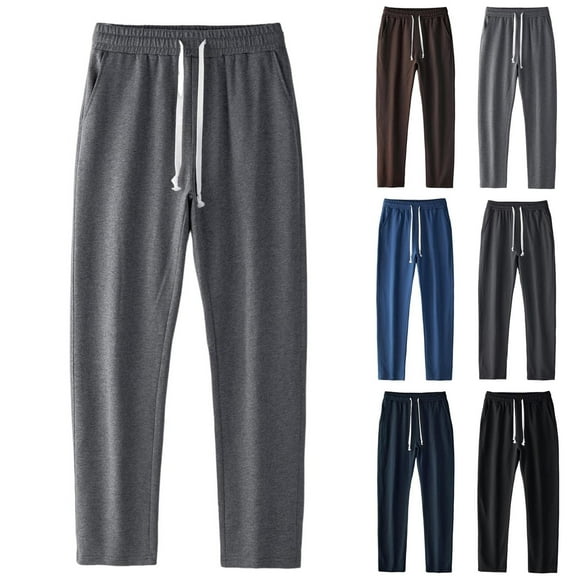 LIBRCLO Mens Sweatpants with Pockets Drawstring Cotton Casual Jogger Pants Elastic Waist Outdoor Running Workout Sweatpants Open Bottom