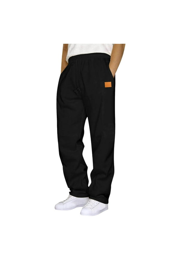 Mens Sweatpants with Pockets Running Athletic Workout Sweat Jogger Pants Straigh Leg Casual Sweatpants Open Bottom