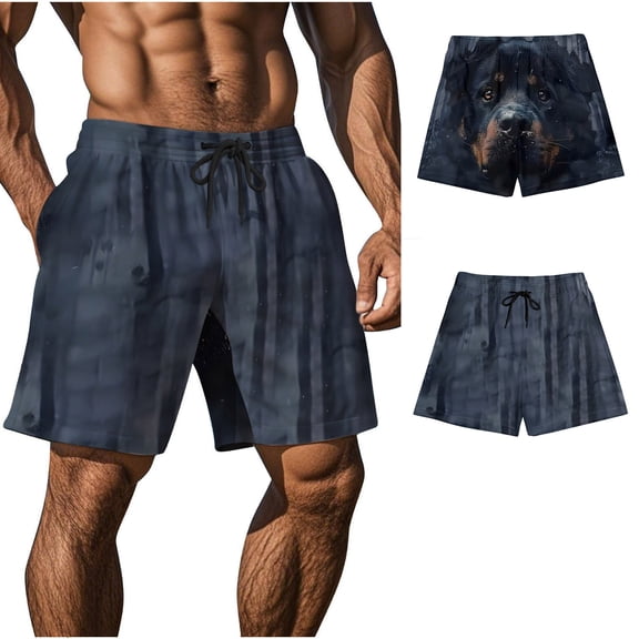 LIBRCLO Mens Swim Trunks Dog Funny Printed Beach Shorts Casual Sports Quick Dry Drawstring Bottoms
