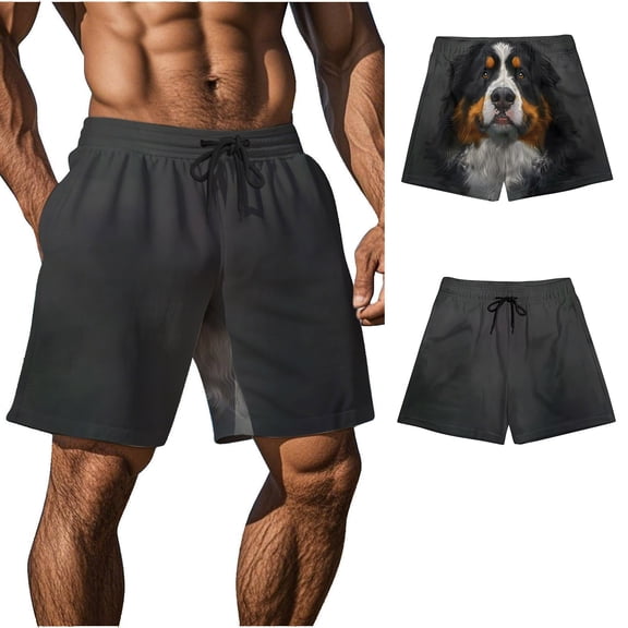 LIBRCLO Mens Swim Trunks Dog Funny Printed Beach Shorts Casual Sports Quick Dry Drawstring Bottoms