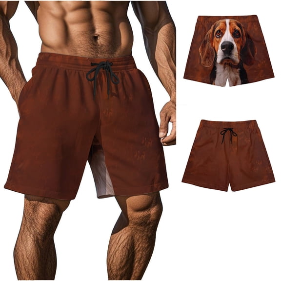 LIBRCLO Mens Swim Trunks Dog Funny Printed Beach Shorts Casual Sports Quick Dry Drawstring Bottoms