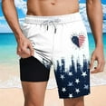 thumbnail image 1 of LIBRCLO Mens Swim Trunks with Liner 2 in 1 Bathing Suits Quick Dry Lightweight Board Shorts Breathable Independence Day Print Summer Beach Shorts White M, 1 of 6