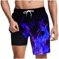 thumbnail image 1 of LIBRCLO Mens Swim Trunks with Liner 2 in 1 Quick Dry Bathing Suits Flame Tree Print Lightweight Breathable Board Shorts Summer Beach Shorts Dark Blue M, 1 of 6
