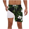 thumbnail image 1 of LIBRCLO Mens Swim Trunks with Liner 2 in 1 Quick Dry Bathing Suits Hawaiian Print Board Shorts Lightweight Breathable Summer Beach Shorts Army Green M, 1 of 5