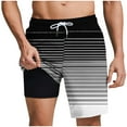 thumbnail image 1 of LIBRCLO Mens Swim Trunks with Liner 2 in 1 Quick Dry Bathing Suits Striped Tree Print Lightweight Breathable Board Shorts Summer Beach Shorts White XXL, 1 of 6