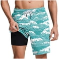 thumbnail image 1 of LIBRCLO Mens Swim Trunks with Liner 2 in 1 Quick Dry Beach Print Board Shorts Elastic Waist Drawstring Lightweight Breathable Summer Hawaii Bathing Suit Sky Blue XL, 1 of 6