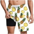 thumbnail image 1 of LIBRCLO Mens Swim Trunks with Liner 2 in 1 Quick Dry Beach Print Board Shorts Elastic Waist Drawstring Lightweight Breathable Summer Hawaii Bathing Suit Yellow XXXL, 1 of 6