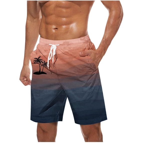 LIBRCLO Mens Swim Trunks Thin Quick Dry Hawaiian Bathing Suits Gradient Color Swimwear Elastic Waist Swimsuits Summer Beach Board Shorts Orange XL