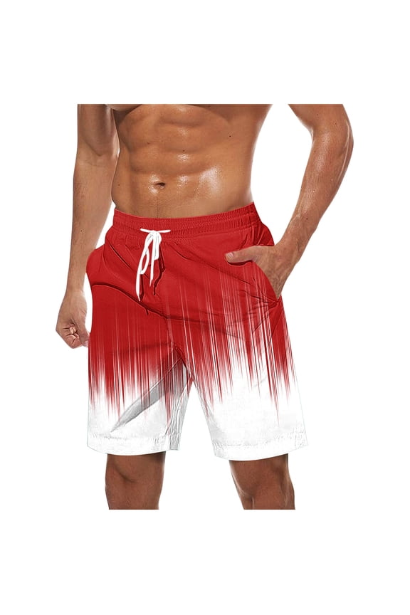 Mens Swim Trunks Thin Quick Dry Hawaiian Bathing Suits Swimwear Elastic Waist Swimsuits Summer Beach Board Shorts Red 5XL