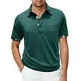 thumbnail image 1 of LIBRCLO Mens T-Shirts Solid Color Button Short Sleeve Blouse Beach Vacation Summer Outdoor Sports Workout Tees, 1 of 7