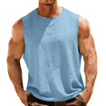 thumbnail image 1 of LIBRCLO Mens Tank Tops Crew Neck Solid Color And Linen Shirts Sleeveless Muscle Shirts for Active Men, 1 of 6