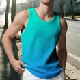 thumbnail image 1 of LIBRCLO Mens Tank Tops Gradient Crew Neck Sleeveless Sports Shirts Knitted Vertical Stripe Fitness Leisure Slim Wide Shoulder Tank, 1 of 7