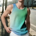thumbnail image 1 of LIBRCLO Mens Tank Tops Gradient Crew Neck Sleeveless Sports Shirts Knitted Vertical Stripe Fitness Leisure Slim Wide Shoulder Tank, 1 of 7