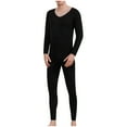 thumbnail image 1 of LIBRCLO Mens Thermal Underwear Sets Long Sleeve Stretchy Fitness Solid Color Round-Neck Base Layer Long Johns Underwear Cold Weather Fleece Top and Bottom for Winter, 1 of 1