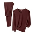 thumbnail image 1 of LIBRCLO Mens Thermal Underwear Sets for Winter Round-Neck Cold Weather Base Layer Long Johns Underwear Stretchy Fleece Fitness Long Sleeve Solid Color Top and Bottom, 1 of 2