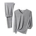 thumbnail image 1 of LIBRCLO Mens Thermal Underwear Sets for Winter Round-Neck Cold Weather Base Layer Long Johns Underwear Stretchy Fleece Fitness Long Sleeve Solid Color Top and Bottom, 1 of 1