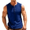 thumbnail image 1 of LIBRCLO Mens Tops Sleeveless V-Neck Solid Color Button Down Tops Comfort Active Casual Clothes, 1 of 7