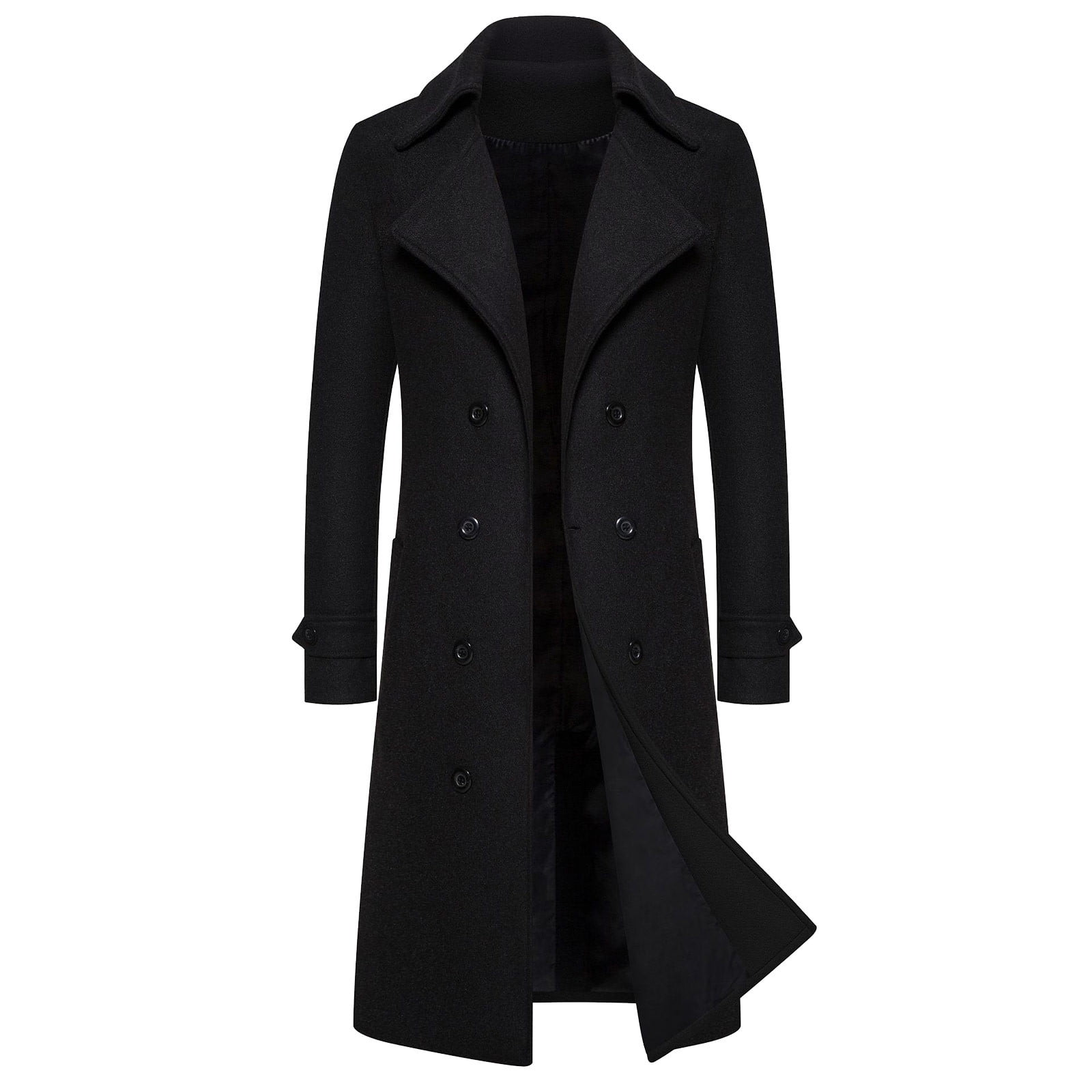LIBRCLO Mens Woolen Coat Double Breasted Classic Overcoat with Long ...