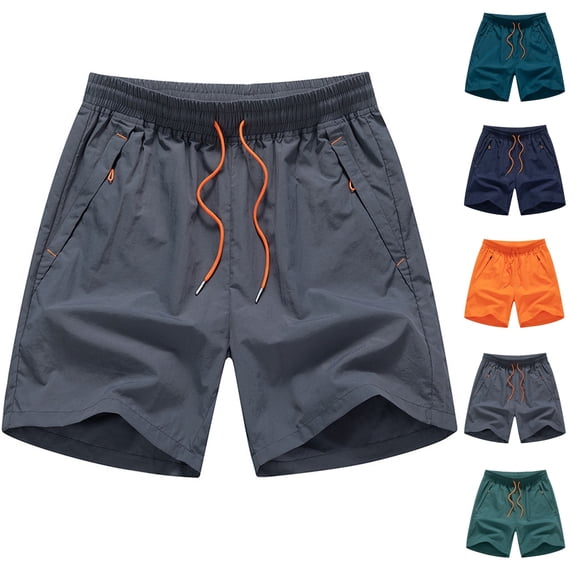 LIBRCLO Mens Workout Shorts Elastic Waist Casual Board Shorts with Zipper Pockets and Drawstring for Outdoor Beach