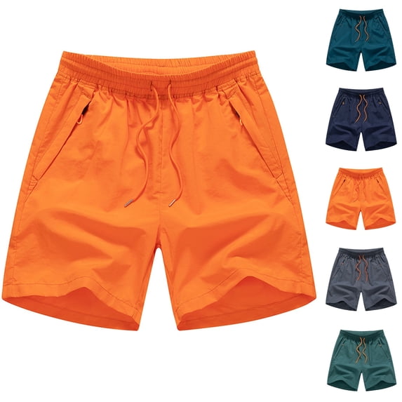 LIBRCLO Mens Workout Shorts Elastic Waist Casual Board Shorts with Zipper Pockets and Drawstring for Outdoor Beach