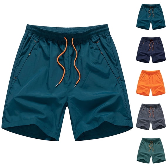 LIBRCLO Mens Workout Shorts Elastic Waist Casual Board Shorts with Zipper Pockets and Drawstring for Outdoor Beach