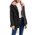 thumbnail image 1 of LIBRCLO Puffer Jackets for Women Warm Long Sleeve Long Winter Coats with Hood Comfy Solid Color Zipper Outdoor Fashion Crew Neck Jackets with Pockets, 1 of 7
