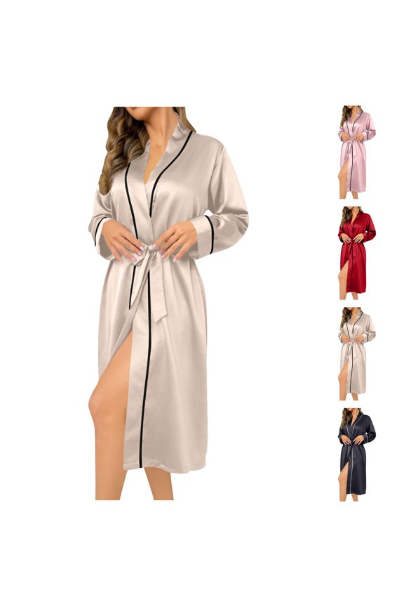 Robes for Women Casual Loose Long Sleeved Bathrobe Comfortable Soft Home Wear Nightgown