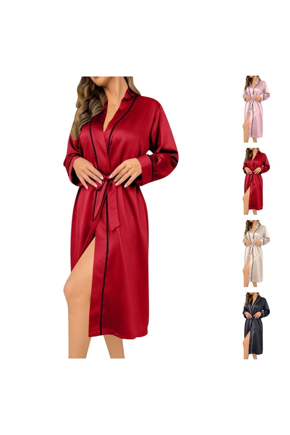 Robes for Women Casual Loose Long Sleeved Bathrobe Comfortable Soft Home Wear Nightgown