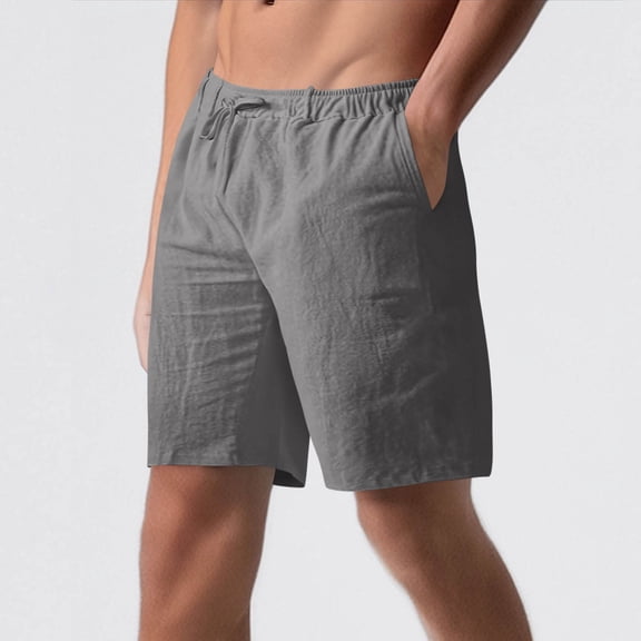 LIBRCLO Shorts for Men With Pockets Elastic Waist Drawstring Half Shorts Casual Solid Straight Bottoms