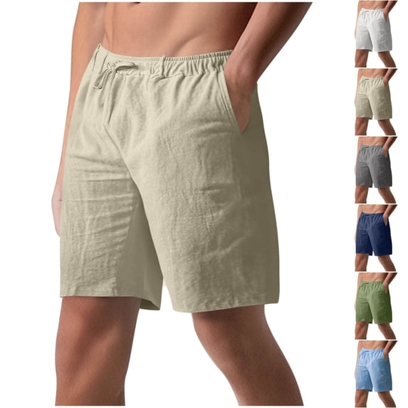 LIBRCLO Shorts for Men with Pockets Elastic Waist Drawstring Half Shorts Breathable lightweight Casual Solid Bottoms