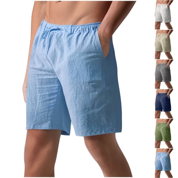LIBRCLO Shorts for Men with Pockets Elastic Waist Drawstring Half Shorts Breathable lightweight Casual Solid Bottoms
