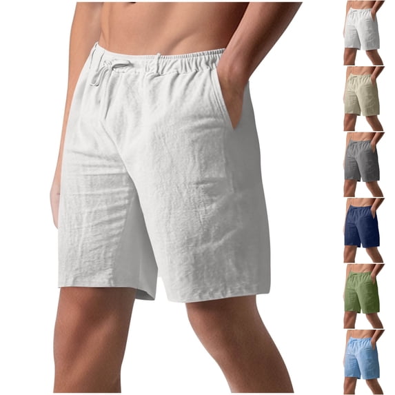 LIBRCLO Shorts for Men with Pockets Elastic Waist Drawstring Half Shorts Breathable lightweight Casual Solid Bottoms