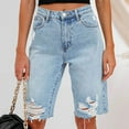 thumbnail image 1 of LIBRCLO Jeans for Women Broken Ripped Denim Half Shorts with Pockets High Waisted Fashion Shorts, 1 of 7