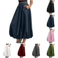 thumbnail image 1 of LIBRCLO Skirts for Women Maxi Length Flower Bud Puff Skirt with Pocket A-Line Fashion Casual Summer Elastic Waist Clothes, 1 of 9
