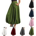 thumbnail image 1 of LIBRCLO Skirts for Women Maxi Length Flower Bud Puff Skirt with Pocket A-Line Fashion Casual Summer Elastic Waist Clothes, 1 of 9